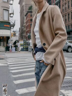 Zara NWOT Camel Single-Button Long Soft Coat Bloggers S